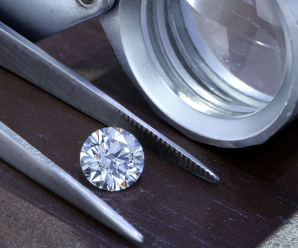 Diamond,With,Tweezers,And,Magnifier,Loupe.